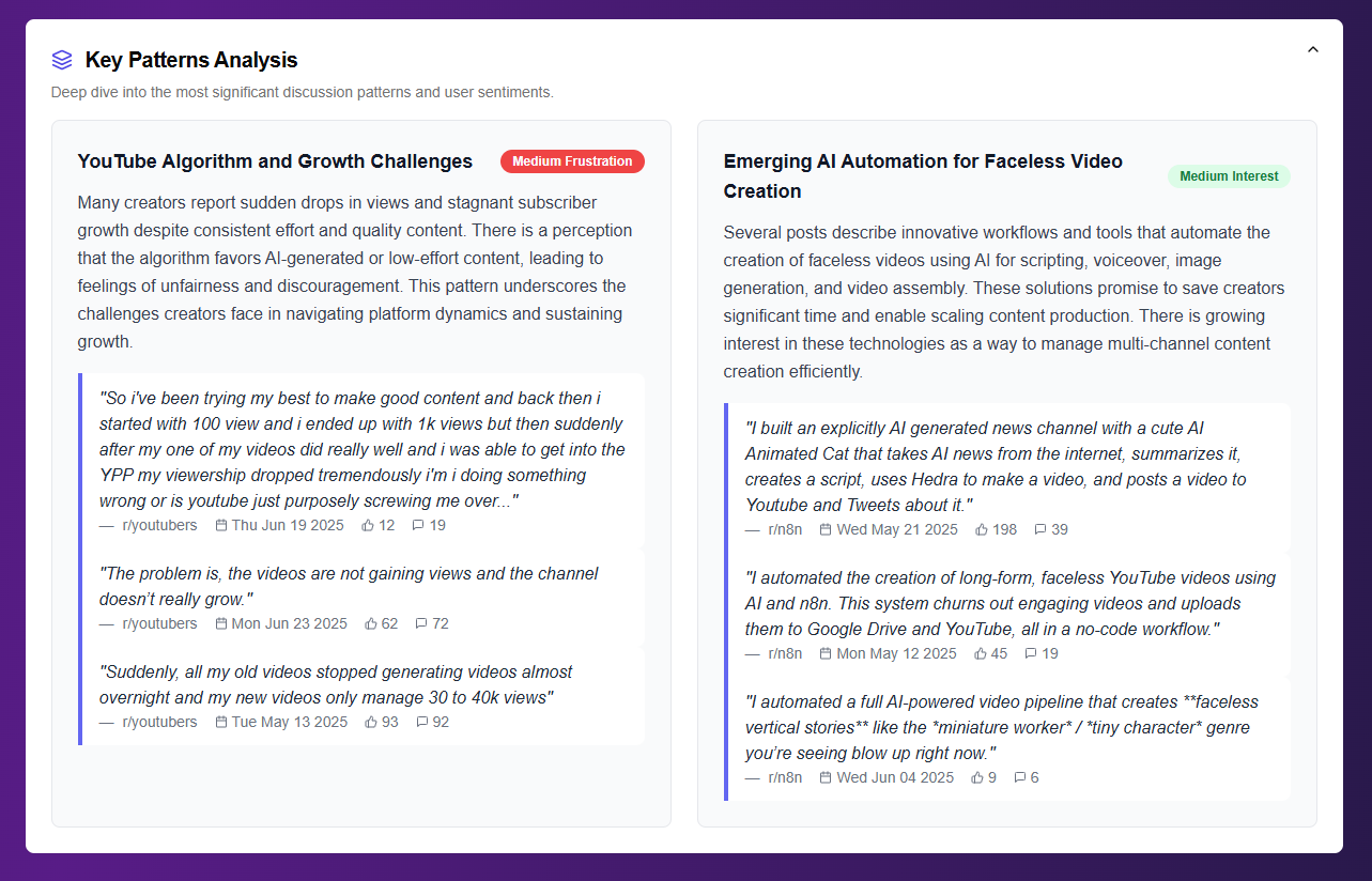 User quotes & Patterns preview
